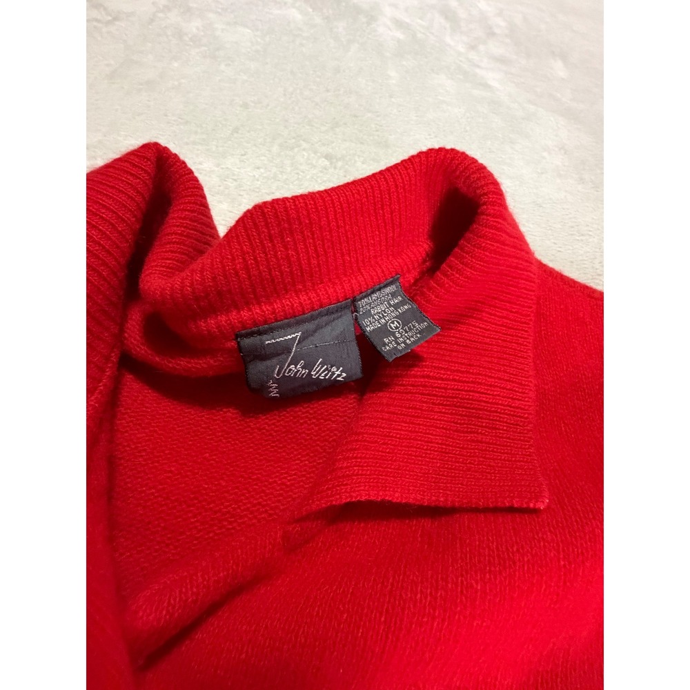 John Weitz Vintage Red Lambswool Angora Blend Collared Button Hem Cardigan M - Picture 3 of 10